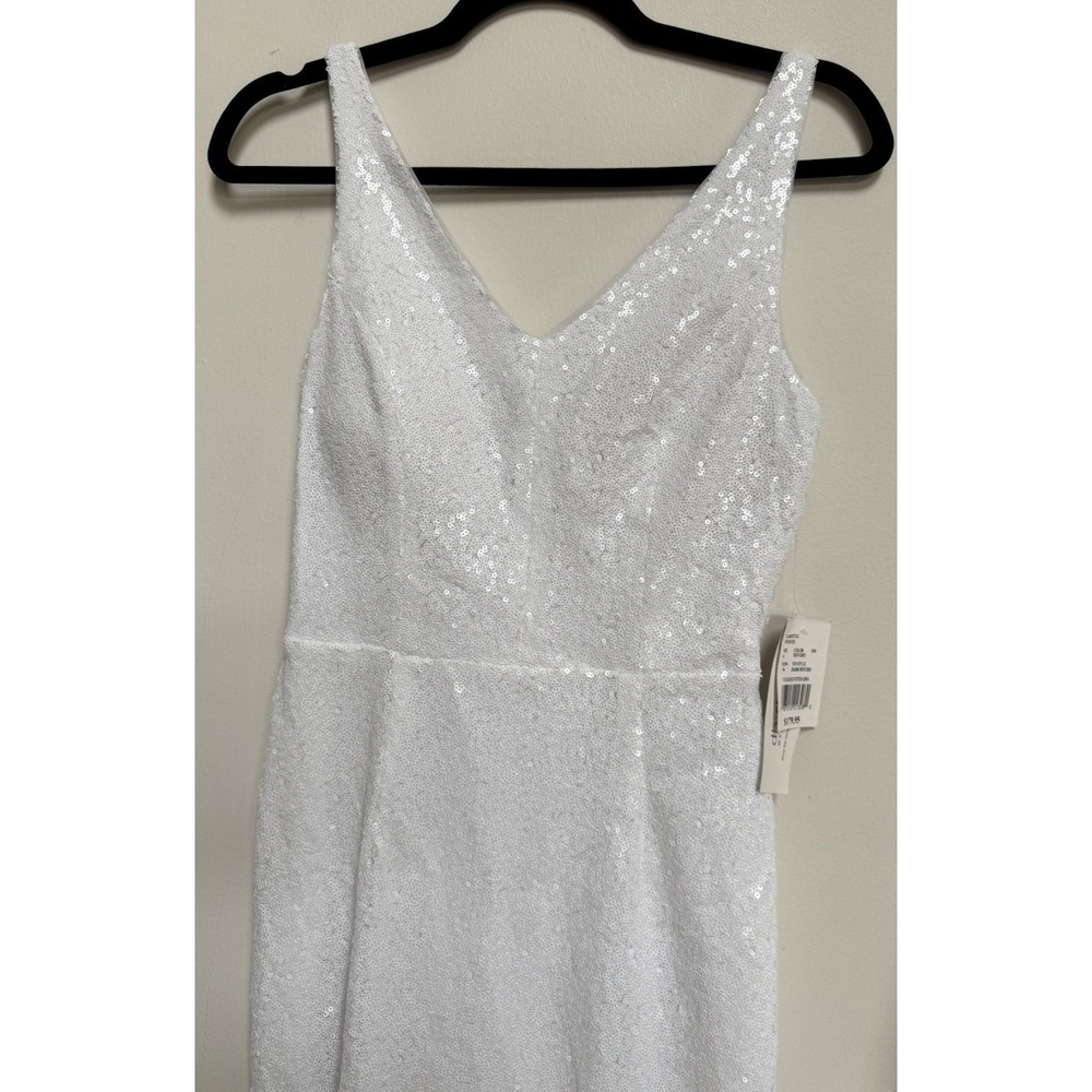 David Bridal DB STUDIO Allover‎ Sequin V-Neck Fitted Sheath Wedding Dress Gown 4 - Picture 9 of 16